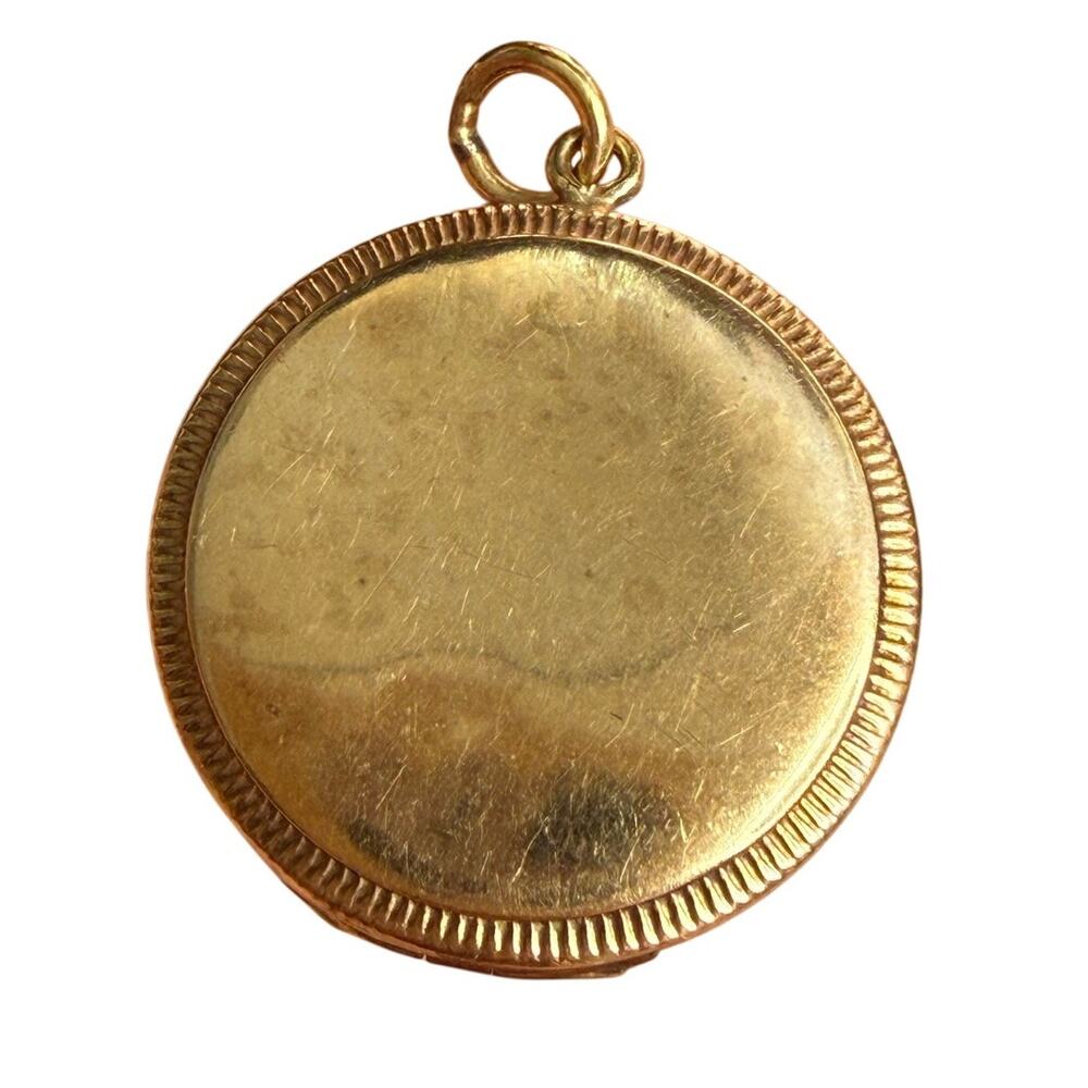 Edwardian Solid 14K Gold Diamond Starburst Photo Locket Pendant Antique 4,2g - Picture 5 of 12